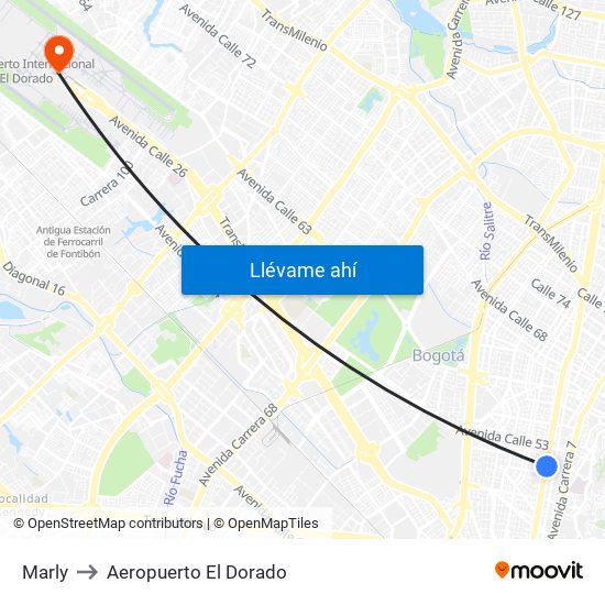 Marly to Aeropuerto El Dorado map