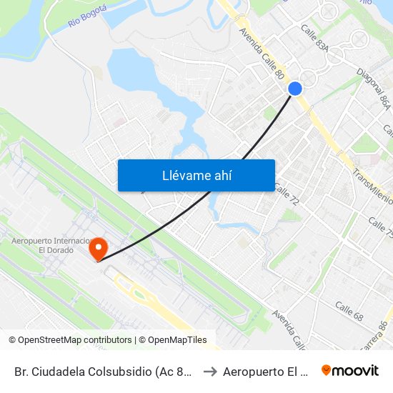 Br. Ciudadela Colsubsidio (Ac 80 - Kr 112a) to Aeropuerto El Dorado map