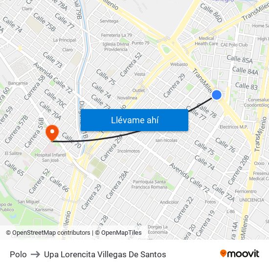 Polo to Upa Lorencita Villegas De Santos map