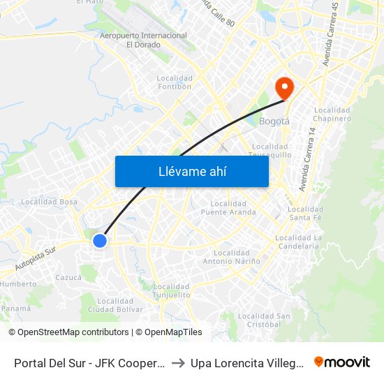 Portal Del Sur - JFK Cooperativa Financiera to Upa Lorencita Villegas De Santos map