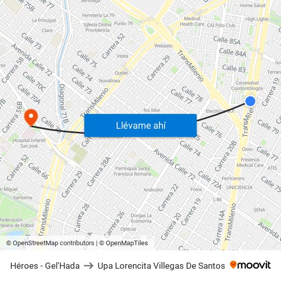 Héroes - Gel'Hada to Upa Lorencita Villegas De Santos map