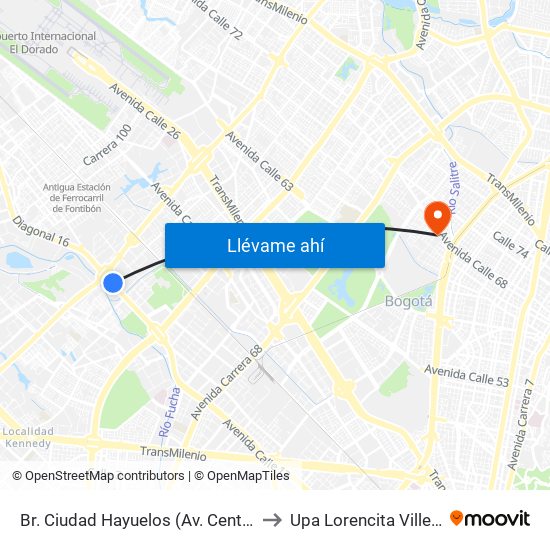 Br. Ciudad Hayuelos (Av. Centenario - Av. C. De Cali) to Upa Lorencita Villegas De Santos map