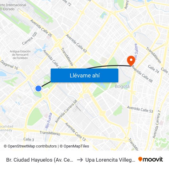 Br. Ciudad Hayuelos (Av. Centenario - Kr 78g) to Upa Lorencita Villegas De Santos map