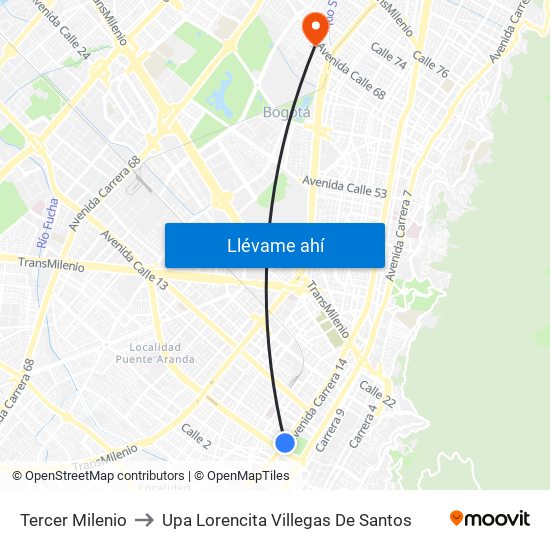 Tercer Milenio to Upa Lorencita Villegas De Santos map