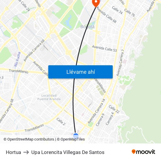 Hortua to Upa Lorencita Villegas De Santos map