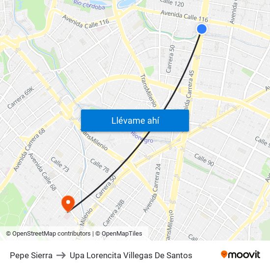 Pepe Sierra to Upa Lorencita Villegas De Santos map
