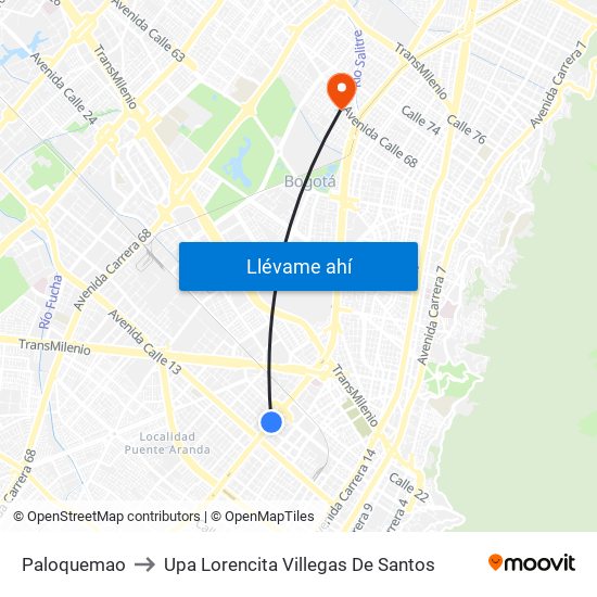 Paloquemao to Upa Lorencita Villegas De Santos map