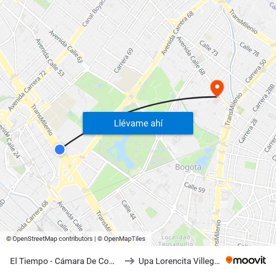 El Tiempo - Cámara De Comercio De Bogotá to Upa Lorencita Villegas De Santos map