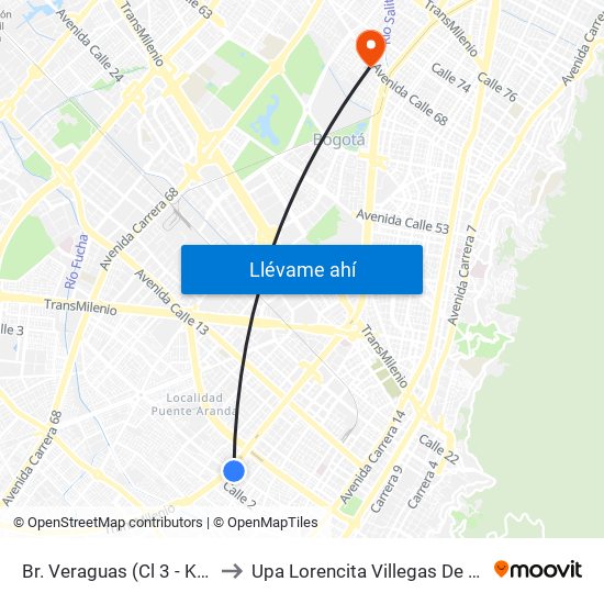 Br. Veraguas (Cl 3 - Kr 29a) to Upa Lorencita Villegas De Santos map