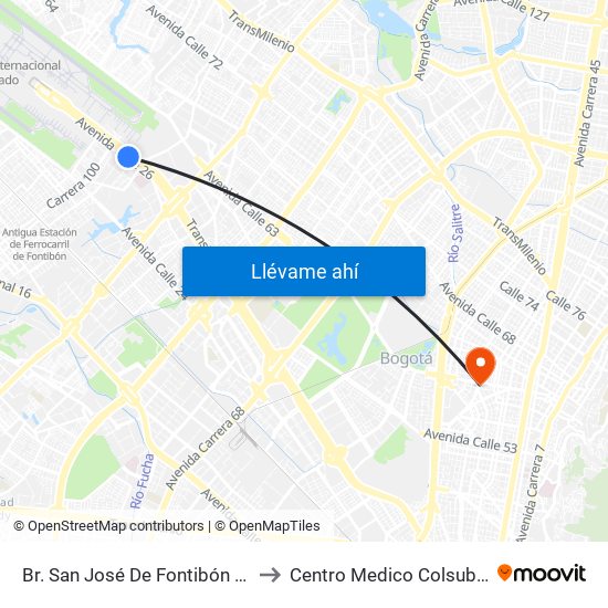 Br. San José De Fontibón (Ac 26 - Kr 96a) to Centro Medico Colsubsidio Calle 63 map