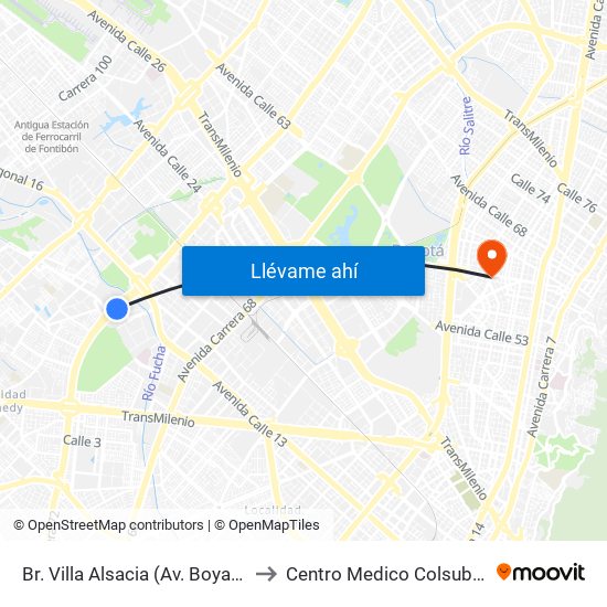 Br. Villa Alsacia (Av. Boyacá - Cl 12a) (A) to Centro Medico Colsubsidio Calle 63 map