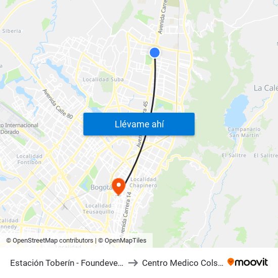 Estación Toberín - Foundever (Auto Norte - Cl 166) to Centro Medico Colsubsidio Calle 63 map