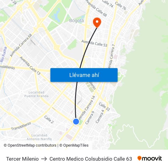 Tercer Milenio to Centro Medico Colsubsidio Calle 63 map