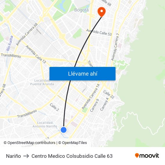 Nariño to Centro Medico Colsubsidio Calle 63 map