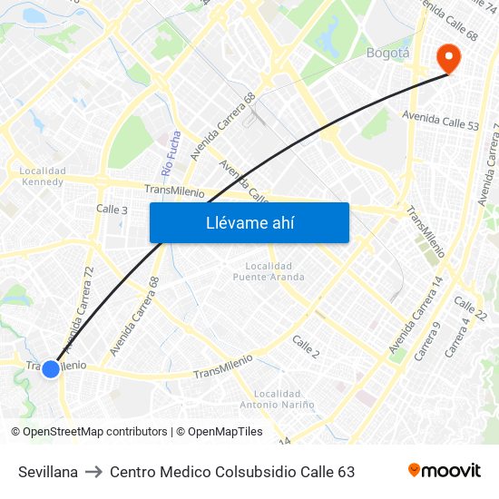 Sevillana to Centro Medico Colsubsidio Calle 63 map