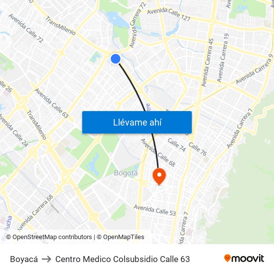 Boyacá to Centro Medico Colsubsidio Calle 63 map