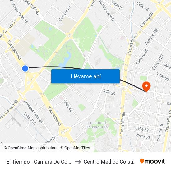 El Tiempo - Cámara De Comercio De Bogotá to Centro Medico Colsubsidio Calle 63 map