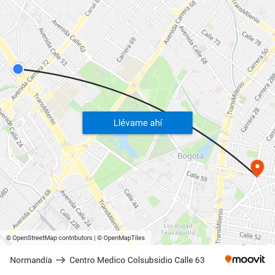 Normandía to Centro Medico Colsubsidio Calle 63 map