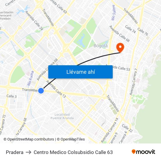 Pradera to Centro Medico Colsubsidio Calle 63 map