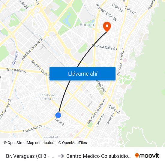 Br. Veraguas (Cl 3 - Kr 29a) to Centro Medico Colsubsidio Calle 63 map