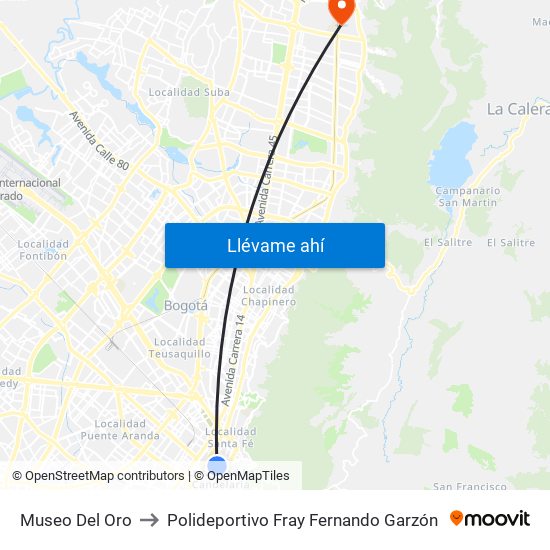 Museo Del Oro to Polideportivo Fray Fernando Garzón map