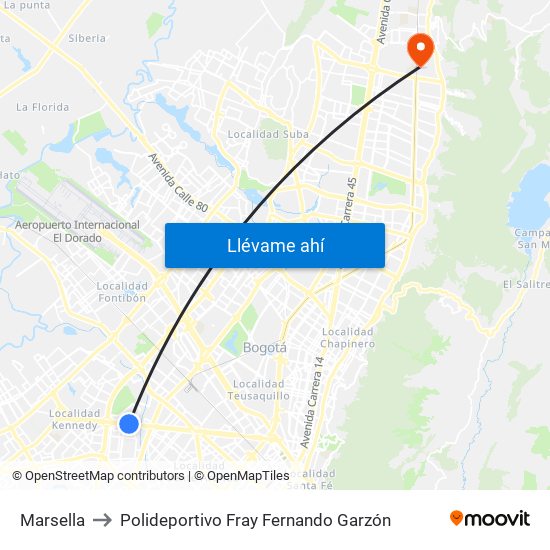 Marsella to Polideportivo Fray Fernando Garzón map