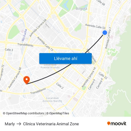 Marly to Clinica Veterinaria Animal Zone map