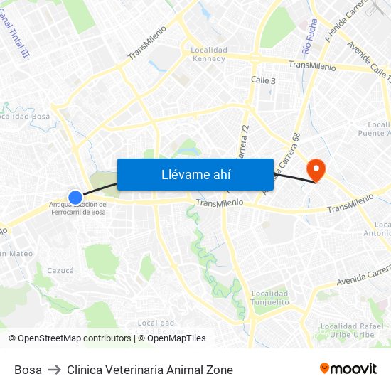 Bosa to Clinica Veterinaria Animal Zone map