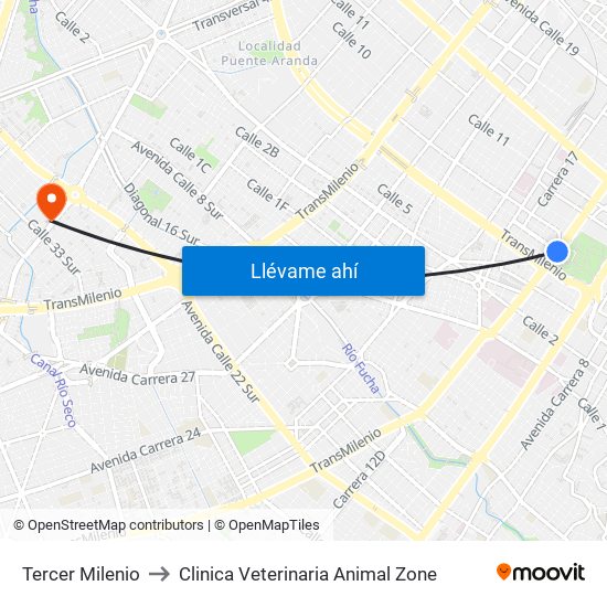 Tercer Milenio to Clinica Veterinaria Animal Zone map