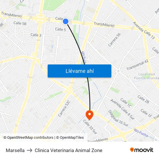 Marsella to Clinica Veterinaria Animal Zone map
