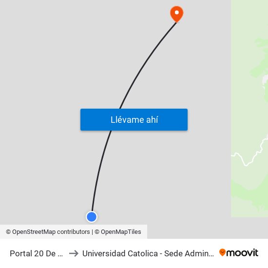 Portal 20 De Julio to Universidad Catolica - Sede Administrativa map