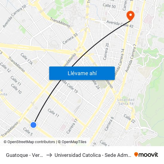 Guatoque - Veraguas to Universidad Catolica - Sede Administrativa map