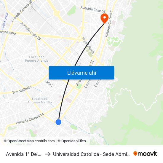 Avenida 1° De Mayo to Universidad Catolica - Sede Administrativa map