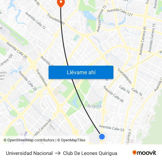 Universidad Nacional to Club De Leones Quirigua map