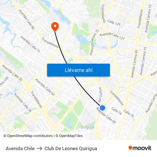 Avenida Chile to Club De Leones Quirigua map