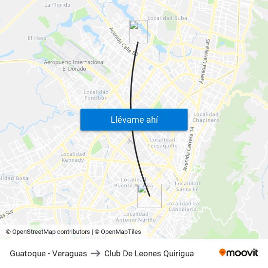 Guatoque - Veraguas to Club De Leones Quirigua map