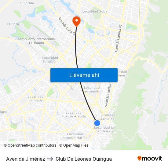 Avenida Jiménez to Club De Leones Quirigua map