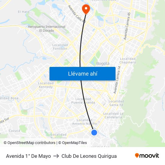 Avenida 1° De Mayo to Club De Leones Quirigua map