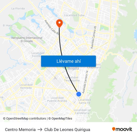 Centro Memoria to Club De Leones Quirigua map