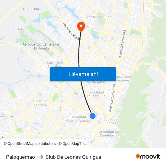 Paloquemao to Club De Leones Quirigua map