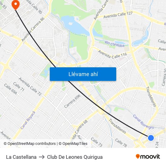 La Castellana to Club De Leones Quirigua map