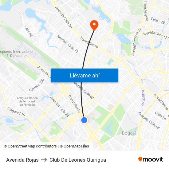 Avenida Rojas to Club De Leones Quirigua map