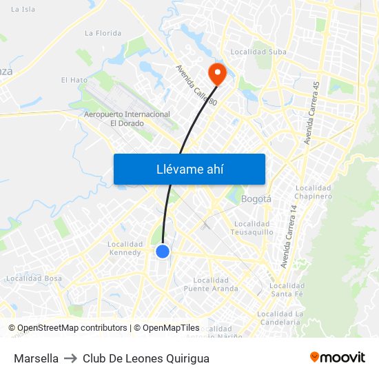 Marsella to Club De Leones Quirigua map