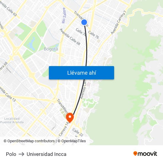 Polo to Universidad Incca map