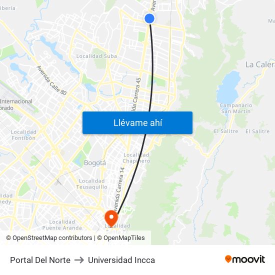 Portal Del Norte to Universidad Incca map