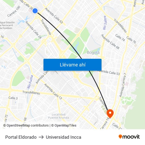 Portal Eldorado to Universidad Incca map