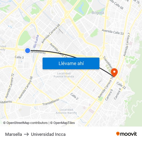 Marsella to Universidad Incca map