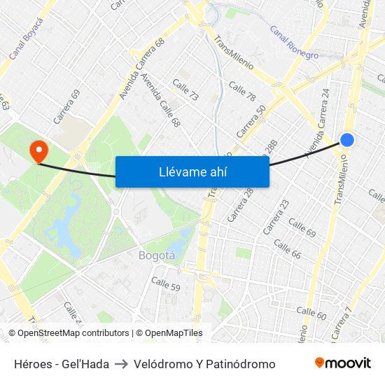 Héroes - Gel'Hada to Velódromo Y Patinódromo map