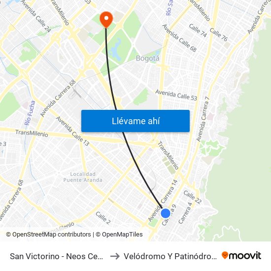 San Victorino - Neos Centro to Velódromo Y Patinódromo map