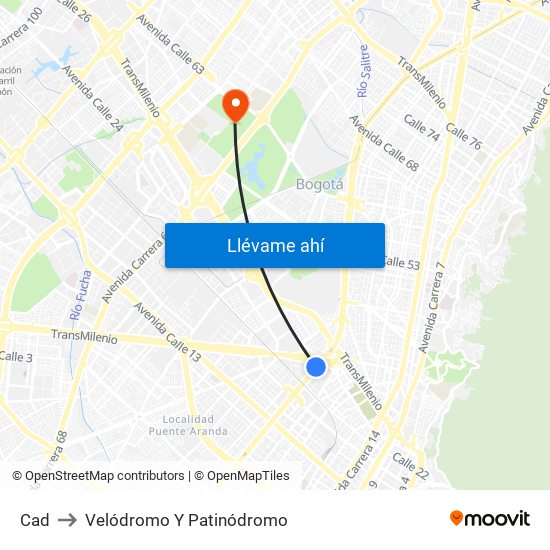 Cad to Velódromo Y Patinódromo map